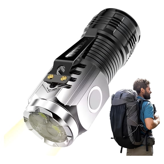 ACDANC Emergency Flashlight for Home Power Outage, Travel, Portable USB Rechargeable Outdoor Mini Steel Flashlight