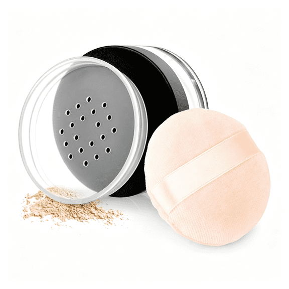 ACDANC Empty Makeup Powder Container 50Ml with Puff Loose Face Compact Case Plastic Cosmetic Jars Travel Containers Refillable Bottle Box Holder with Sifter and Lid