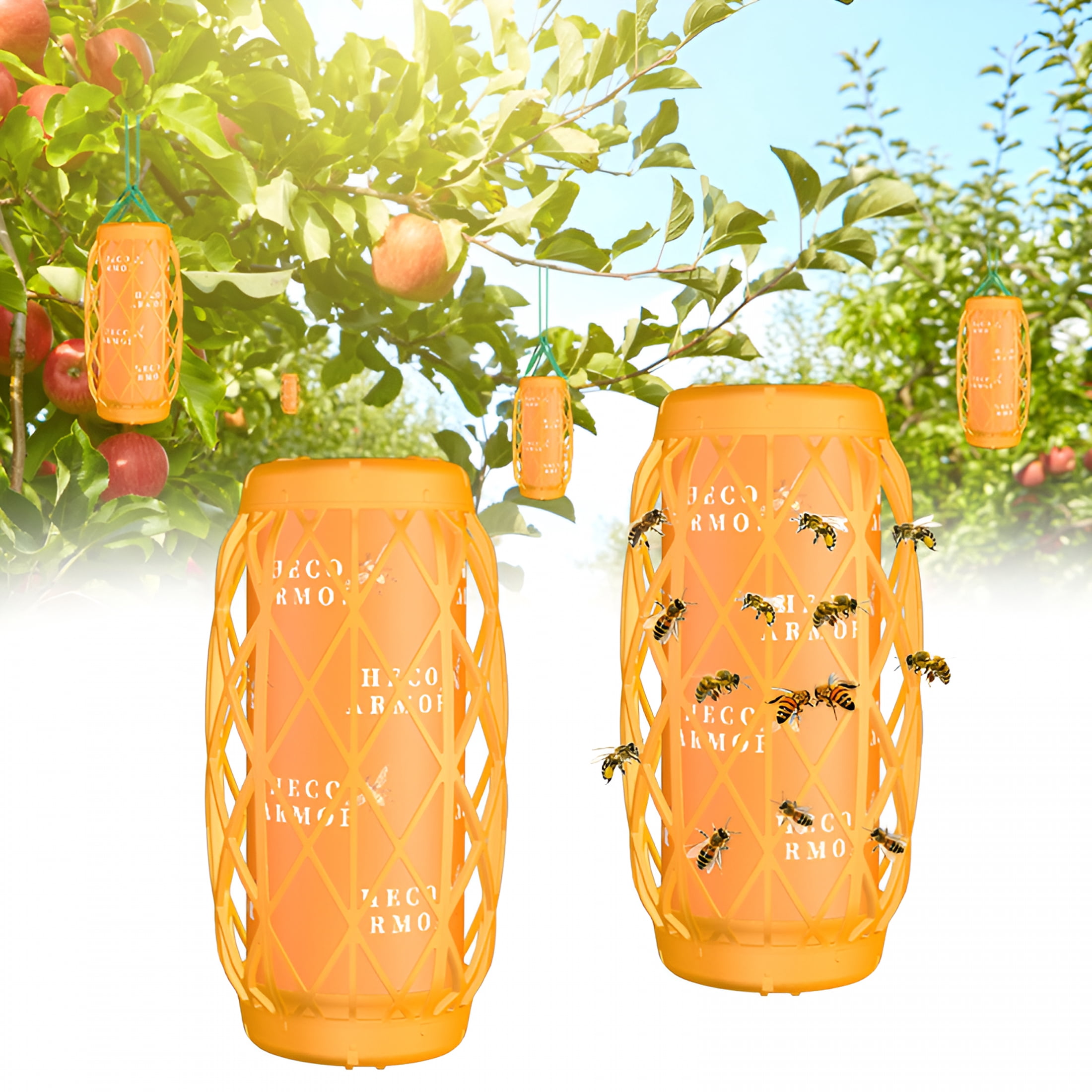 ACDANC Enhanced Outdoor Wasp Trap-Child-Resistant Stick with Honey Trough&Sticky Board-Wasp Traps Outdoor Hanging,2 Count