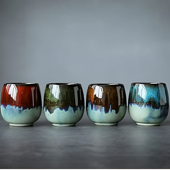 ACDANC Espresso Cups Small Coffee Cup Spirits Cups Tasting Cups Ceramic Mate Cup Set of 4 (4 colors)