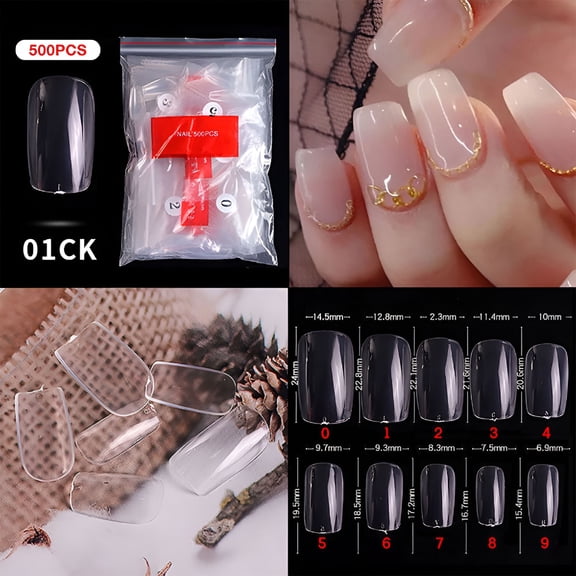 ACDANC Fake Nails Clear Nails 500Pcs Xxl Long Straight Square Shape Tips for Acrylic False Nail, for Nail Art, Diy Manicures, Salon Use, Special Occasions, Parties
