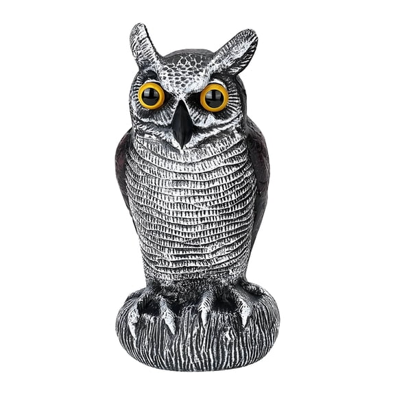 ACDANC Fake Owl Decoy to Keep Birds Away - Plastic Horned Owl Statues Bird Scarecrow Deterrents for Pigeon Hawk Squirrels Woodpecker,Bird Scare Devices for Garden Outdoor Yard B