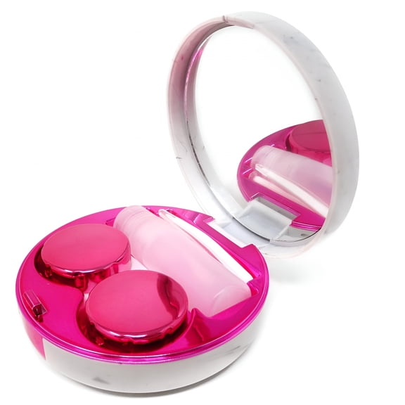 ACDANC Fashion Marble Contact Lens Case Portable Contact Lens Box Kit with Mirror (Round)