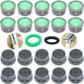 ACDANC Faucet Aerator, 1.5 Gpm Flow Restrictor Plug-In Faucet Aerator Replacement Parts for Bathroom Or Kitchen Faucet Aerator (Green 20 Pieces)