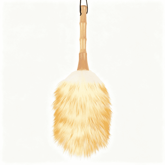 ACDANC Feather Duster,Lambswool Duster for Cleaning,With Solid Wooden Handle,Leather Hang Strap,Anti-Static 14.9" Washable Reusable Small Hand Duster(Natural) for Office,Home and Car