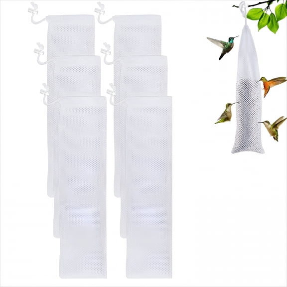 ACDANC Finch Sock Feeder for Outdoor 6 Pcs Durable Thistle Seed Feeder Sacks Bird Food Supply Tools for Garden Yard Finch Feeding(White 3.94 X 15.75In)