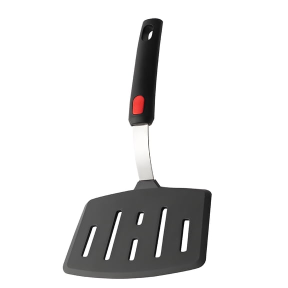 ACDANC Fish Spatula,Large Slotted Silicone Spatula,Non Slip Handle Design Spatulas Silicone Heat Resistant,Black,7.87*3.94*0.79in