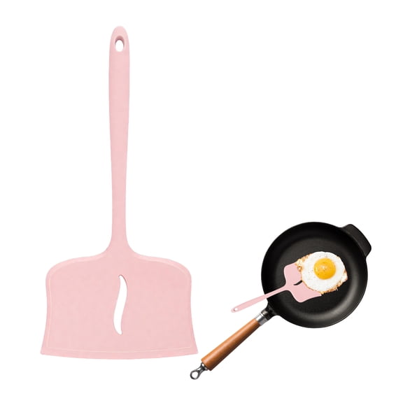 ACDANC Fish Spatula,Large Wide Slotted Surface Silicone Spatulas,Effortless Food Lifting Small Spatula,Pink,11.42*5.31*1.18in