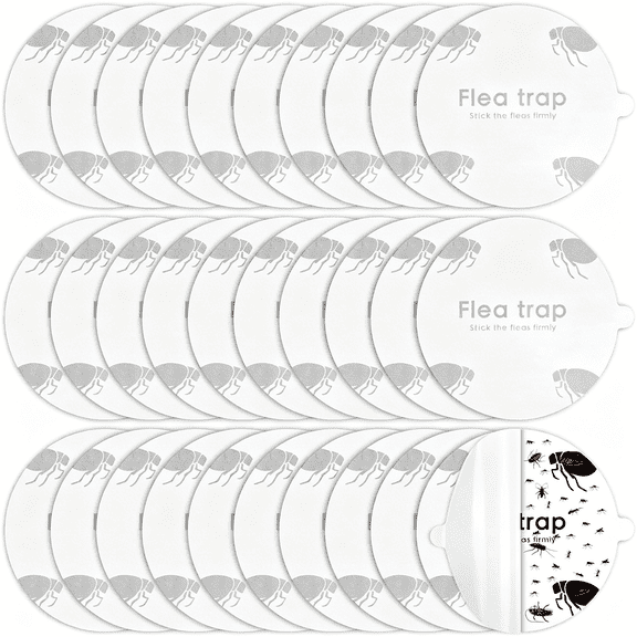 ACDANC Flea Trap Refill Discs Sticky Fly Trap Refill Glue Board Refills Double Layer Adhesive Nontoxic Odorless Pest Control Replacement Sticky Glue Pads 7.1 Inch for Bugs Flies(30 Pcs)