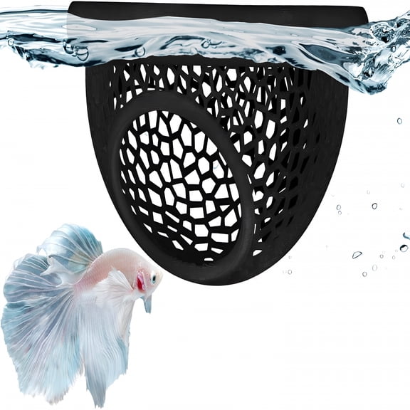 ACDANC Floating Betta Hide&Shrimp Cave-3D Printed Aquarium Decor,Multi-Functional Hammock,Feeding Ring&Safe Resting Spot for Betta,Shrimp&Small Fish(Pla,Eco-Safe)
