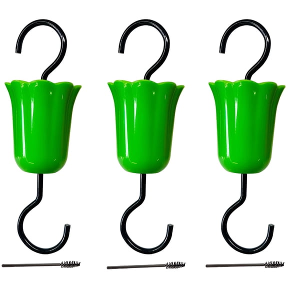 ACDANC Flower Ant Moat for Hummingbird Feeder- 3 Ant Moats and 3 Brushes,Authentic Trap Gets Rid of Ants Fast & 100% Safe and All Natural for Your Nectar Feeder