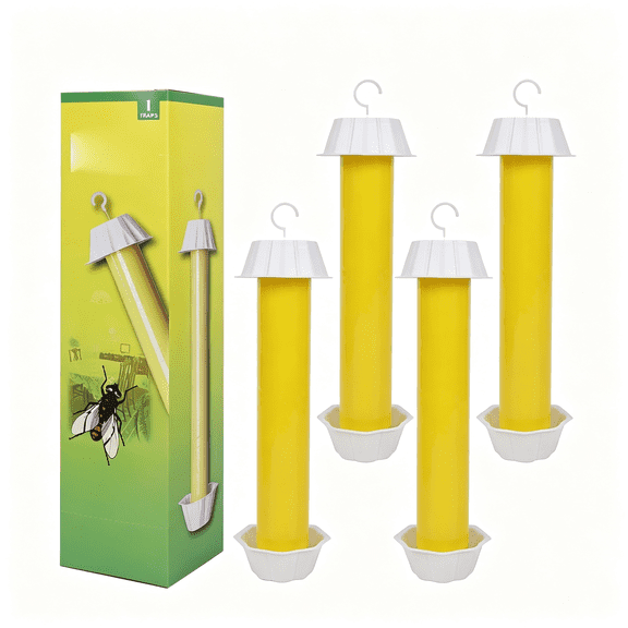 ACDANC Fly Stick Sticky Fly Traps for Indoors Outdoor 4Pk,Sticky Hanging Fly Stick,Flying Insect Trap,Wasp TrapWasp Traps Outdoor Hanging Yellow 4Pcs