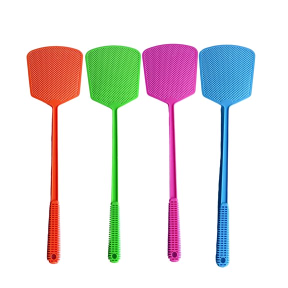 ACDANC Fly Swatter 2 Pack Plastic Heavy Duty Manual Fly Killer, Long Handle Flyswatter, Fly Zapper Racket Work for Indoor and Outdoor, Fly Swatter Heavy Duty