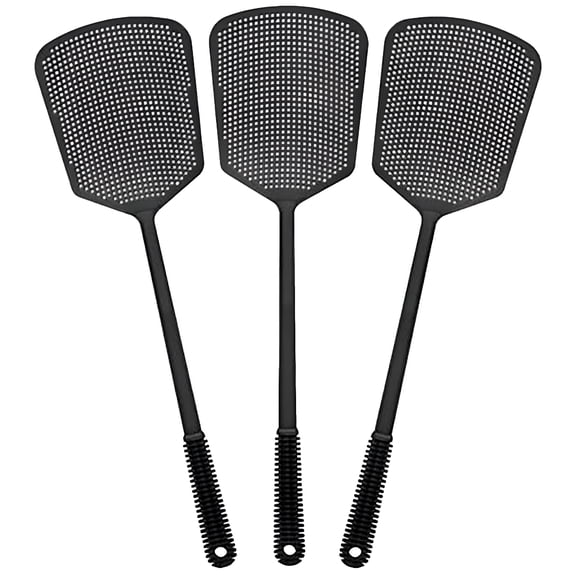 ACDANC Fly Swatters-Flexible Heavy Duty Thick Fly Swatters with Bigger Paddle, Black 3 Pack Fly Swatter for Indoors