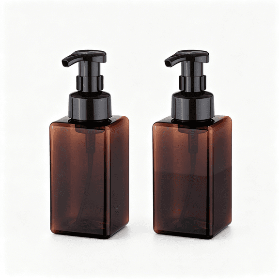 ACDANC Foaming Soap Dispenser, 450ml (15oz) Refillable Pump Bottle Plastic for Liquid Soap, Shampoo, Body Wash (2 Pcs) (Amber)
