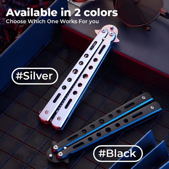 ACDANC Foldable Comb Stainless Steel Practice Training Butterfly Knife Comb Beard Moustache Brush Salon Hairdressing Hair Styling Tool