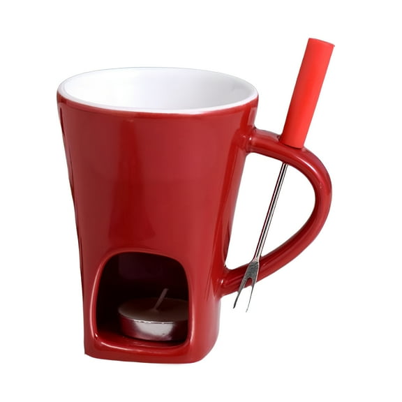 ACDANC Fondue Mug,Delicious Flavors Fondue Cup,Indoor and Outdoor Fondue Coffee Cup,Red,Including Candle