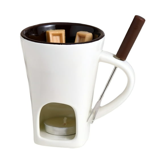 ACDANC Fondue Mug,Use Anywhere Fondue Cup,Adds Sophistication Fondue Coffee Cup,White,Including Candle