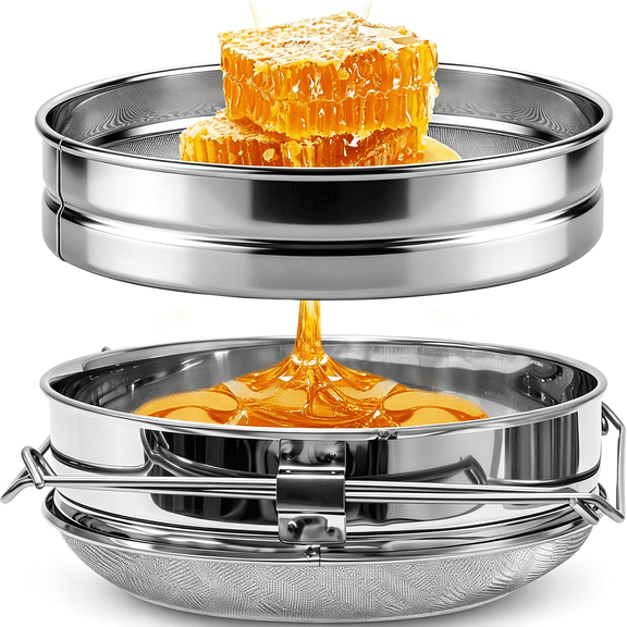 ACDANC Food-Grade Honey Strainer Double Sieve, Stainless Steel Honey Extractor Strainer Fits 5 Gallon Bucket for Beekeeping Honey Harvest
