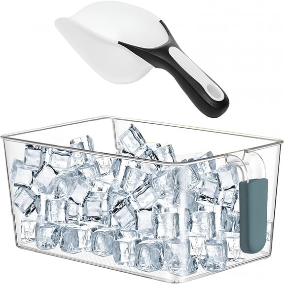 ACDANC Freezer Ice Bucket with Scoop: Ice Cubes Beverage Tub,Acrylic Ice Bucket for Storing Ice Cubes,Vegetables,Fruits (Blue,Large)