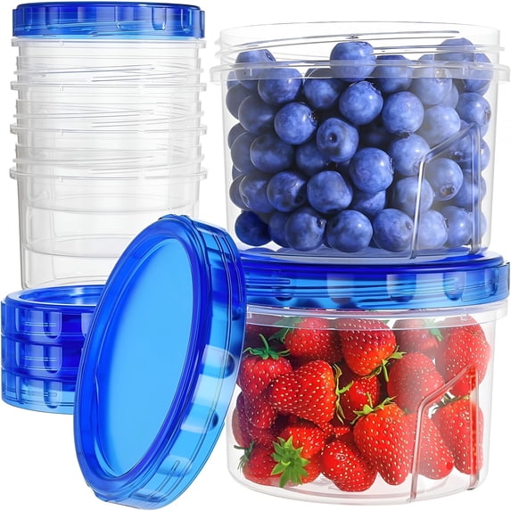 ACDANC Freezer Storage Containers,6 Pack-16 Oz Airtight Plastic Food Storage Containers with Twist Top Lids,Soup,Meal Prep Containers,Bpa Free,Stackable,Leakproof,Microwave/Dishwasher Safe