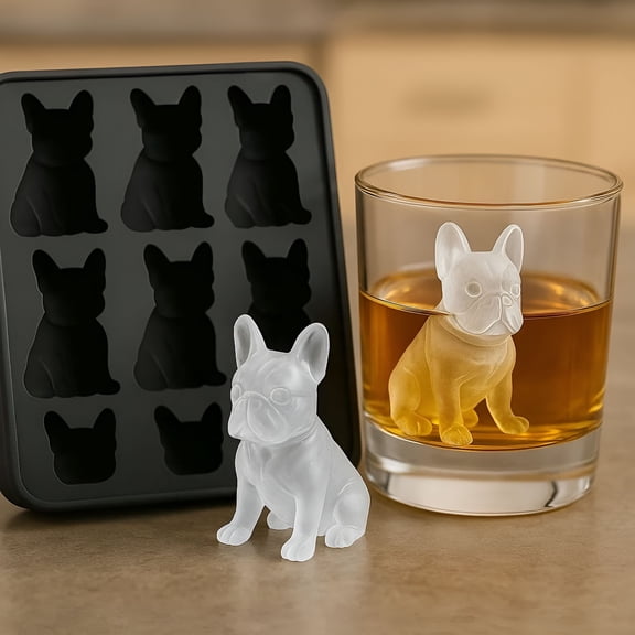 ACDANC French Bulldog Ice Cube Mold,3D French Bulldog Ice Cube Molds,Fun Animal Shape Large Dog Ice Cube Tray,9 Hole Fun Shapes Large Frenchie Bull Dog Ice Cube Tray,Novelty French Bulldog Gifts