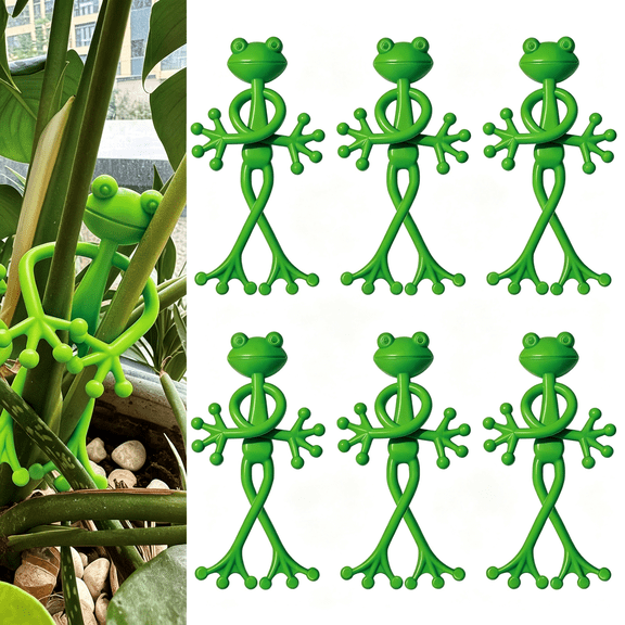 ACDANC Frog Plant Stand Multipurpose Green Frog Plant Supports Steady Cartoon Plant Branches Tie Down Frog Plant Holder Potted Plants Plant Propagation Buddy Cute Frog Flower Pot Hugger