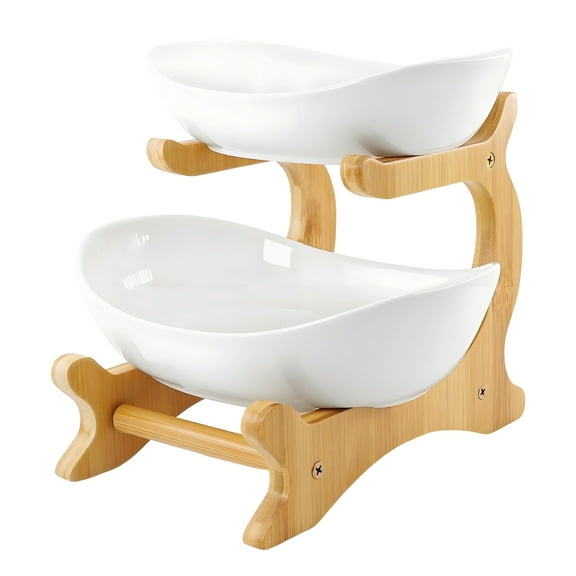 ACDANC Fruit Basket,9.4in Two-Tier Design Fruit Basket for Kitchen,Unique Shape Practical Storage Vegetable Storage,White