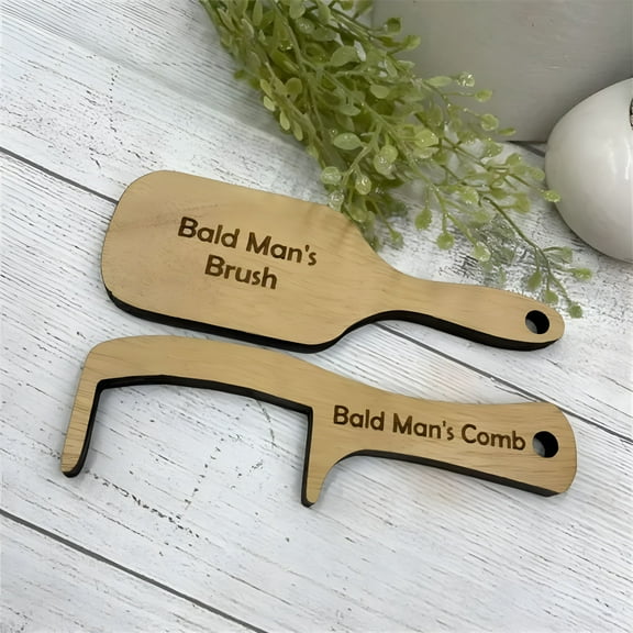 ACDANC Funny Gift Combs for Bald Men Gift Comb for Bald Man Joke Gift for Men's Hair Loss Funny Wooden Hairless Combing Brush and Toothless Comb Gift Set for Friends with Thinning Hair or Baldness