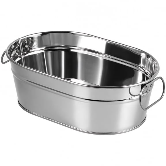 ACDANC Galvanized Steel Oval Beverage Tub Silver Drink Storage Container for Outdoor Events Parties Picnics Barbecues Backyard Gatherings