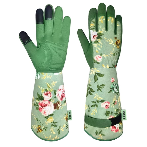ACDANC Gardening Gloves for Women, Comfortable Floral Long Sleeve Garden Gloves for Gardening and Outdoor Work, Durable Leather Long Gardening Gloves, Great Gift Ideas for Ladies