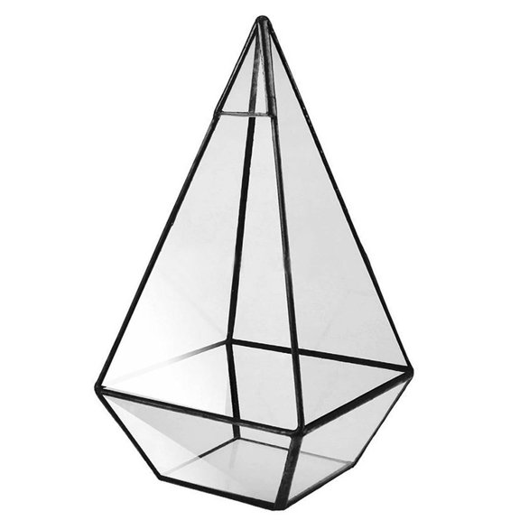ACDANC Geometric Glass Terrarium Kit, 4.7 Inch Clear Pyramid Plant Planter for Succulents and Air Plants, Mini Desktop Garden Decor