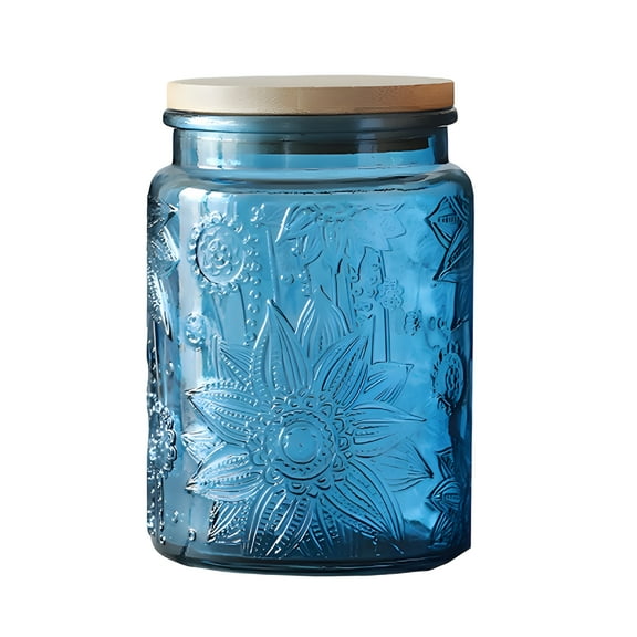 ACDANC Glass Canister,Candy Jar with Lid,Vintage Colored Jar for Kitchen Decorative Jar for Coffee Tea Candy Cookies,Cute Jar