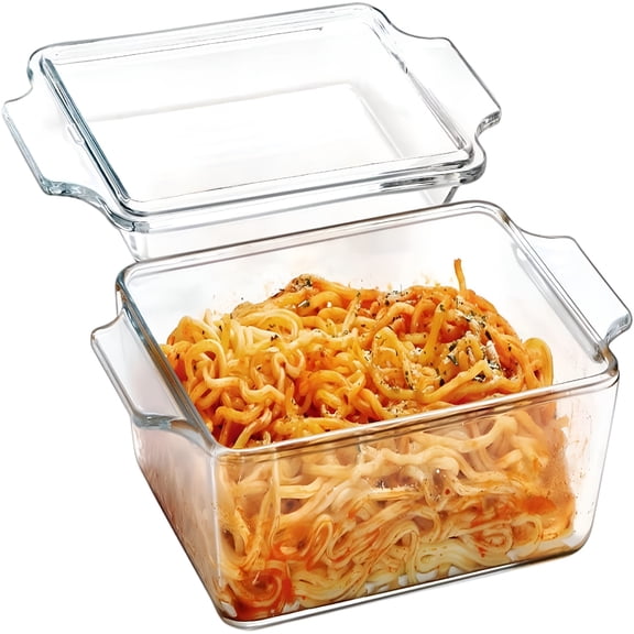 ACDANC Glass Casserole Dish with Lid, 1 Qt Mini Baking Dish for Oven, Tempered Glass Bakeware for Single Serving, Microwave Safe Food Storage Container for Kitchen, 5.7 x 7 Inch
