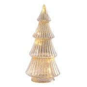 ACDANC Glass Christmas Tree,Hand Blown Glass Tree with Led Lights,Battery Powered Lighted Christmas Tree,Mini Christmas Tree Figurines Tabletop Decor,Iridescent