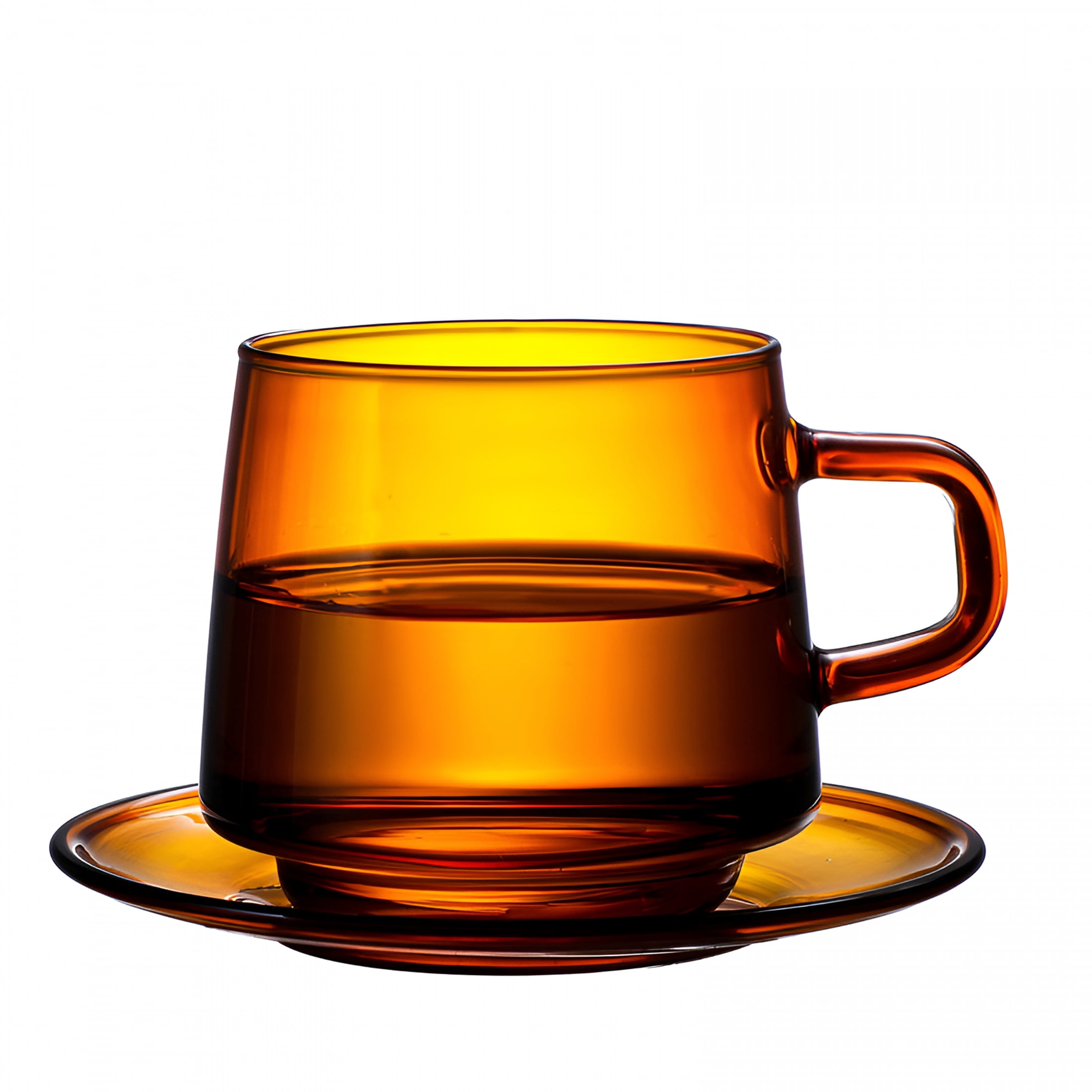 ACDANC Glass Coffee Mugs Set of 2-10 Oz Glass Stackable Coffee Cups with Handle - Colored Tea Cups Drinking Glasses for Espresso,Latte,Tea,Milk,Thick Glass Coffee Cup