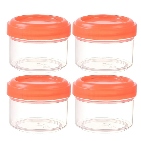 ACDANC Glass Food Containers with Lids Airtight 4Pcs Mini Clear Jars with Leakproof Lids Round Clear Container 35ml Refillable Storage Containers for Home and Kitchen organizing