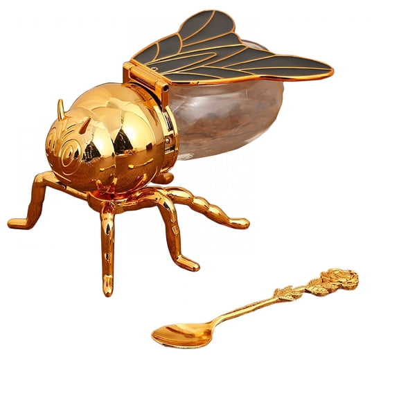 ACDANC Glass Honey Jars with Lids,Honey Container with Spoon,Glass Honey Dispenser,Animal-Shaped Tabletop Ornament Mini Honey Jars with Dipper