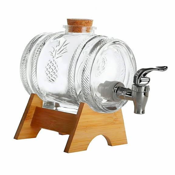 ACDANC Glass Liqueur Dispenser Kitchen Sealed Bottle Glass Beverage Dispenser for Cold Drinks Clear 1L,Base