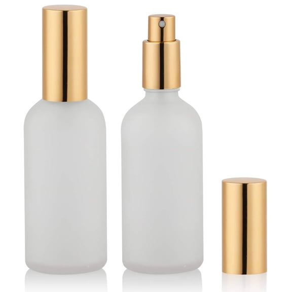 ACDANC Glass Spray Bottle 3.4Oz, Empty Frosted Perfume Atomizer, Fine Mist Spray,Gold Sprayer (2 Pack) Fine Mist Spray Bottles
