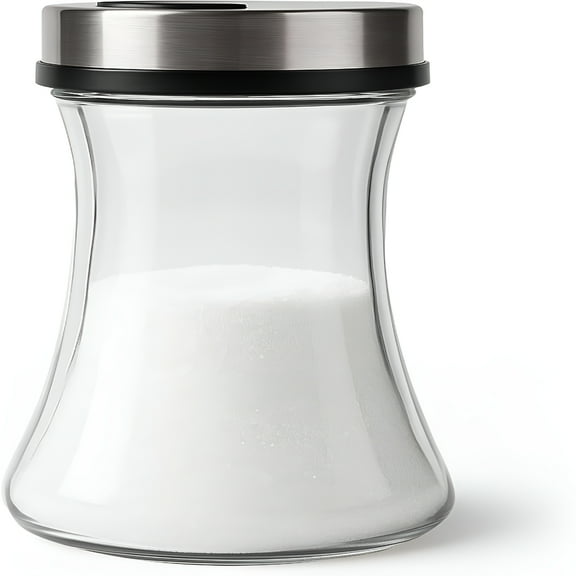 ACDANC Glass Sugar Dispenser with Adjustable 3-Hole Lid7 oz Sugar Shaker Jar for Coffee Bar,Tea&BakingAirtight Glass Container with Smooth One-Handed PourKitchen Countertop Accessory