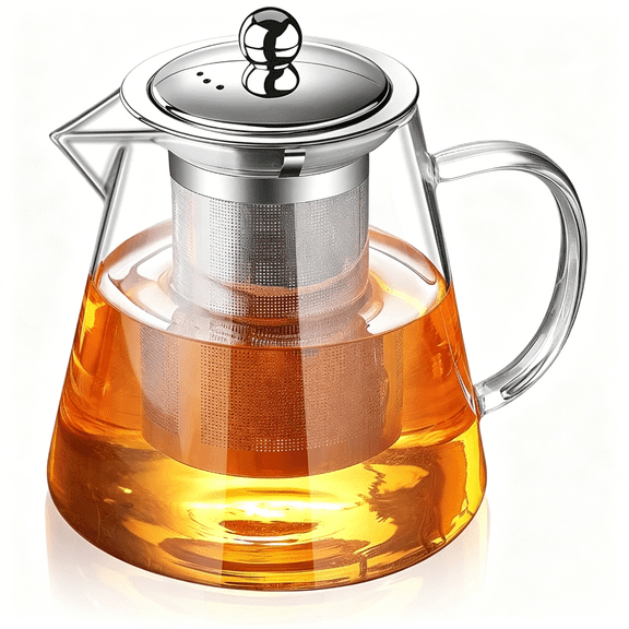 ACDANC Glass Teapot with Infuser Tea Pot 950ml/32oz Tea Kettle Stovetop Safe Blooming and Loose Leaf Tea Maker Set (32oz/ 950ml)