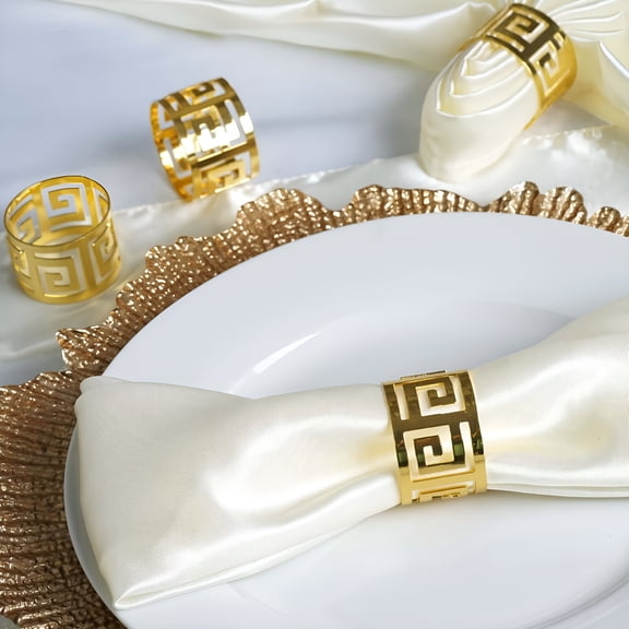 ACDANC Gold Plated Aluminum Napkin Rings for Place Settings Wedding Receptions Dinner Or Holiday Parties Gold Napkin Rings - 4/Pk