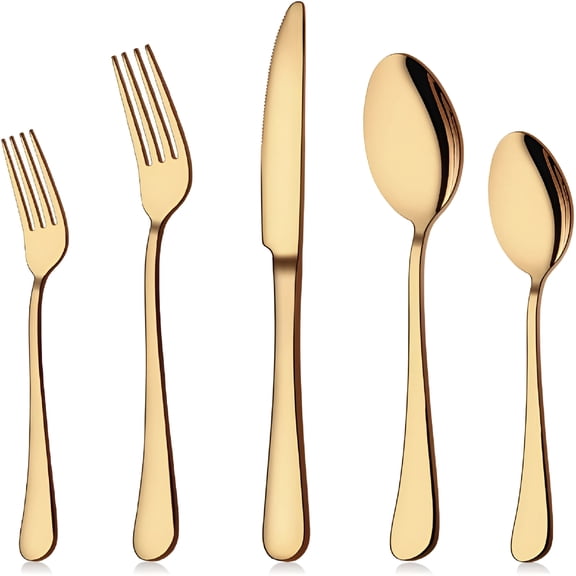 ACDANC Gold Silverware Set for 8,40-Piece Gold Flatware Set Stainless Steel Cutlery Kitchen Utensil Set Mirror Polished