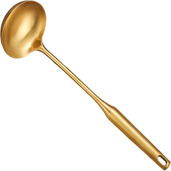 ACDANC Gold Soup Ladle,13.8 Inch 304 Stainless Steel Premium Punch Ladle & Kitchen Utensil for Serving,Stirring,Canning - Elegant Trophy Design for Cooking,Sauces & Soup