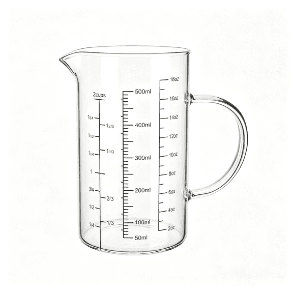 ACDANC Graduated Glass Measuring Cup with Handle High Borosilicate Liquid Measuring Cup for Baking Cooking Kitchen V-Shaped Spout Glass Measuring Beaker Easy to Read (500Ml (16Oz, 2Cups))