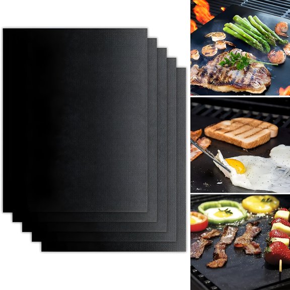 ACDANC Grill Sheet Set,100% Safe Heavy Duty Non-Stick Cooking Mats,Quality Material for Easy Cleaning,Reusable & Multipurpose,Perfect for Gas,Charcoal,Electric Grills,5 Pieces