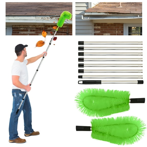 ACDANC Gutter Cleaning Brush Roofing Tool with 8PCS Telescopic Extendable Pole,10.1FT Gutter Cleaning Tools from The Ground,Guard Cleaner Tool Easy Remove Leaves