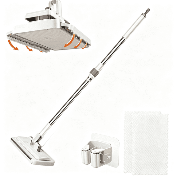 ACDANC H&S-Free Multi-Purpose Flat Mop,Long H&Le H&S Free Flat Mop One Click Convenient Cloth Changing Minimops,Disposable Dust Snap Mops Grip Zero Touch Mops for Multi Surface Cleaning (53.1 In)