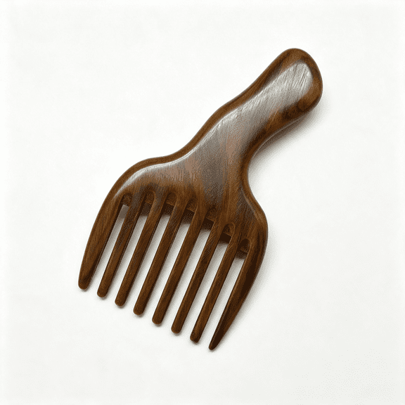 ACDANC Hair/Beard Pick/Comb Made of One Whole Piece of Natural Green Sandal Wood with Fantastic Handle (Wide Tooth) One-Piece Wood Ergonomic Handle Wooden Wide Tooth Comb